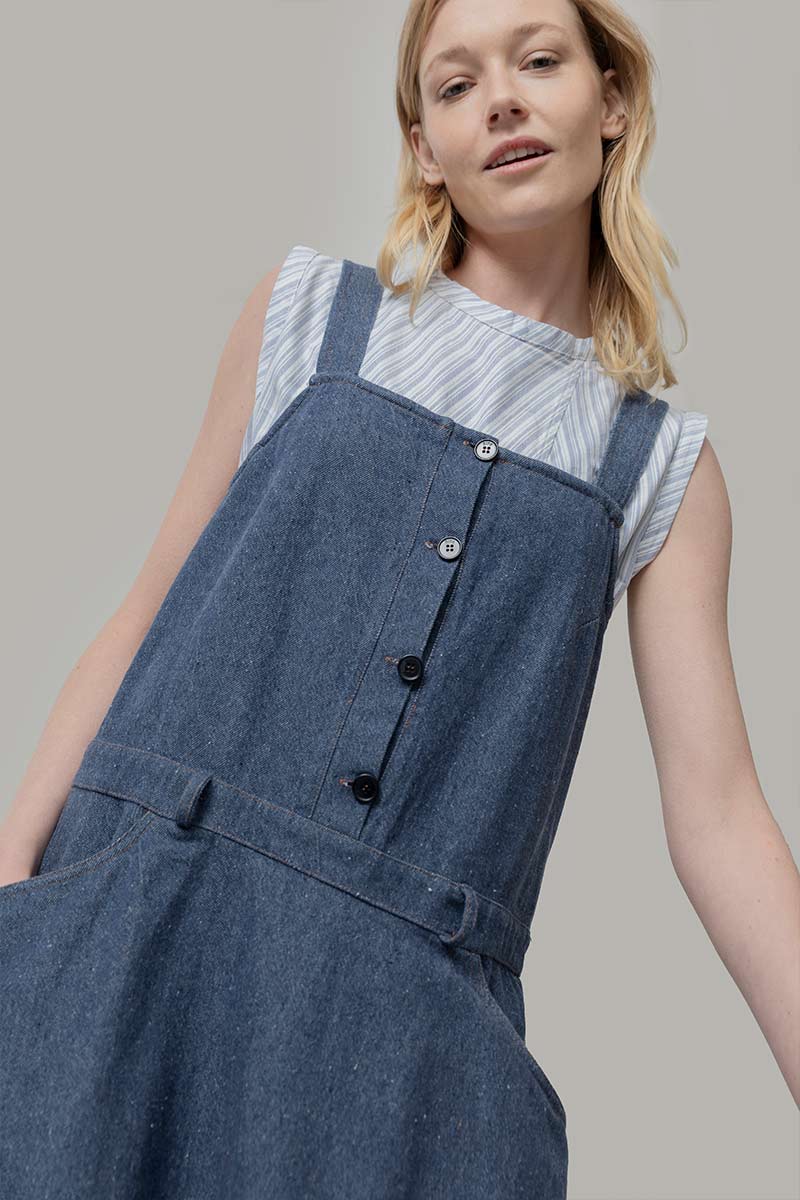 Abito Salopette Donna Jeans Deadstock Bruna - Rifò Lab Moda circolare made in Italy