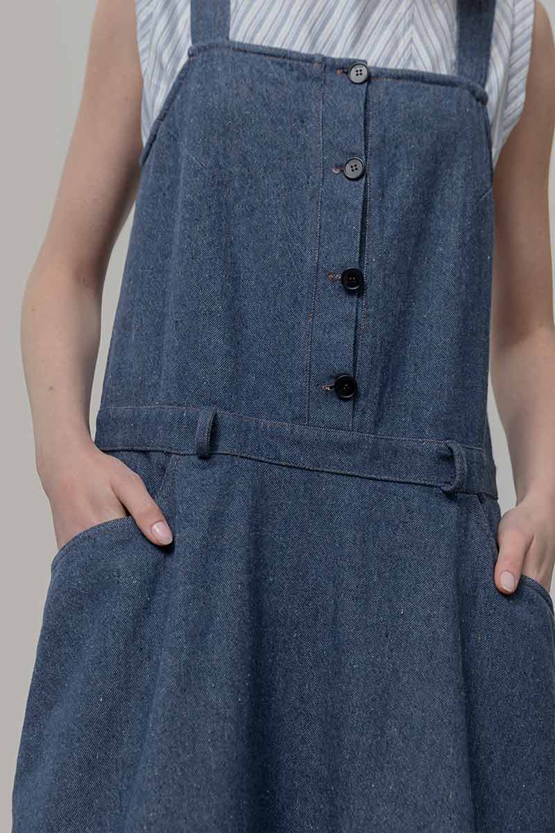 Abito Salopette Donna Jeans Deadstock Bruna - Rifò Lab Moda circolare made in Italy