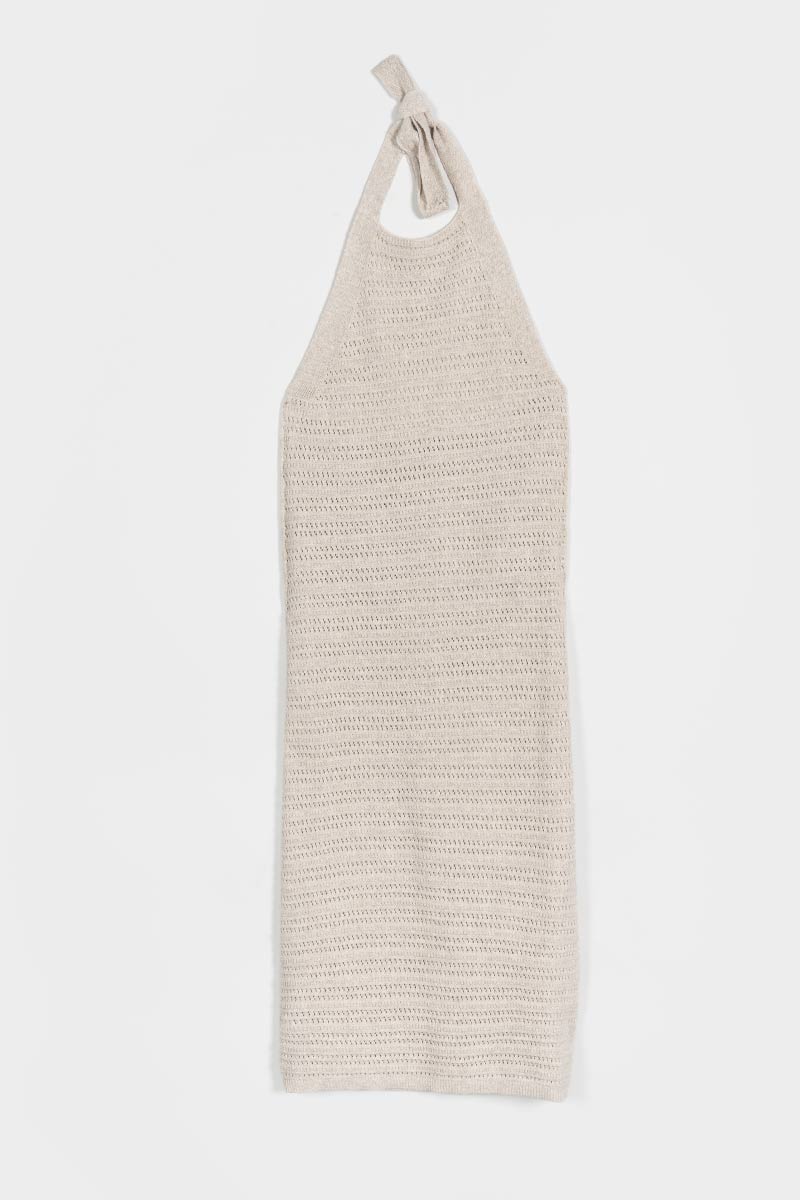 Abito Traforato Donna Cotone Rigenerato Mena Beige