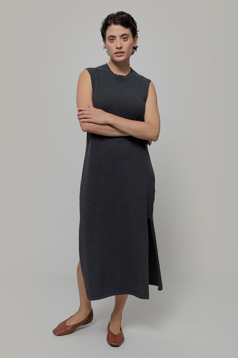 Vestito in Maglia Lungo Donna Cotone Riciclato Camilla Nero Rifò