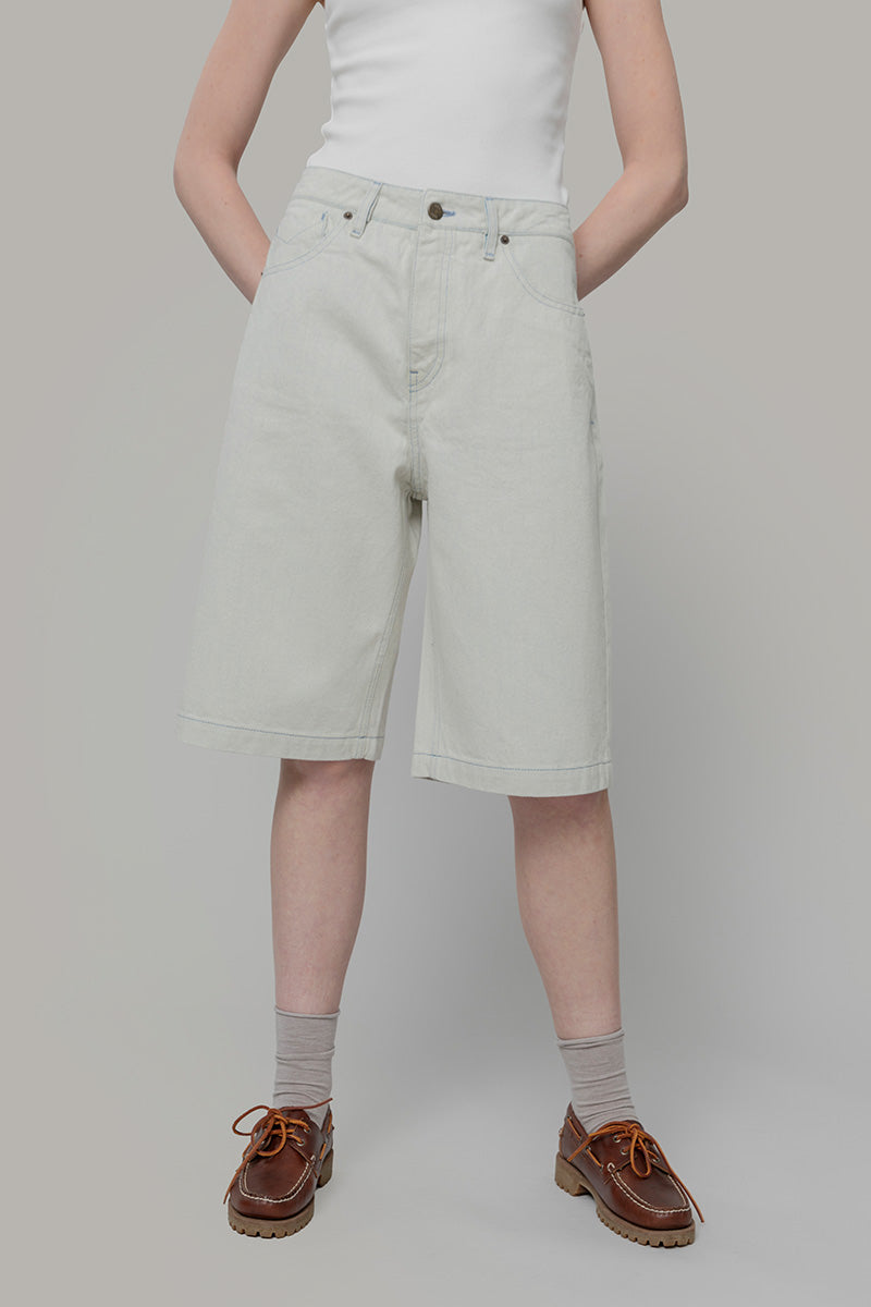Jorts Donna Denim Rigenerato Lea Bianco Ecrù - Rifò Lab Moda circolare made in Italy