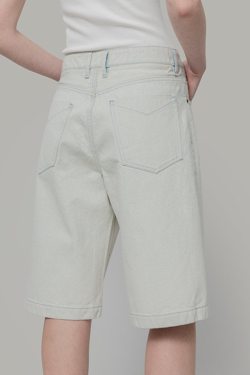 Jorts Donna Denim Rigenerato Lea Bianco Ecrù - Rifò Lab Moda circolare made in Italy