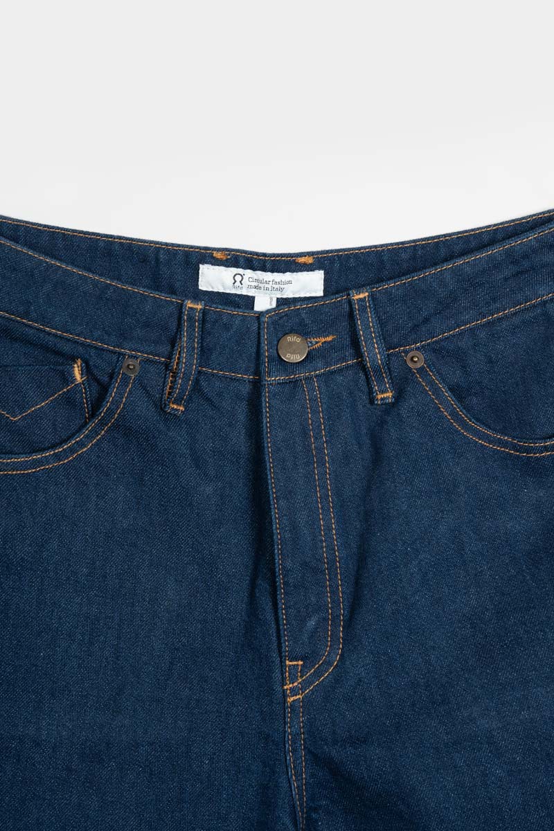 Jorts Donna Denim Rigenerato Lea Indigo Blu - Rifò Lab Moda circolare made in Italy