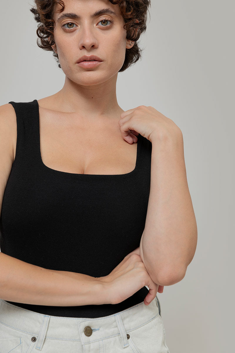 Body Donna Cotone Rigenerato Iolanda Nero - Rifò Lab Moda circolare made in Italy