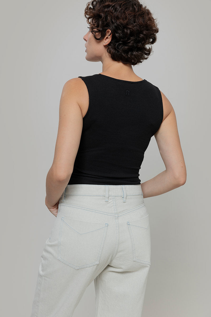 Body Donna Cotone Rigenerato Iolanda Nero - Rifò Lab Moda circolare made in Italy
