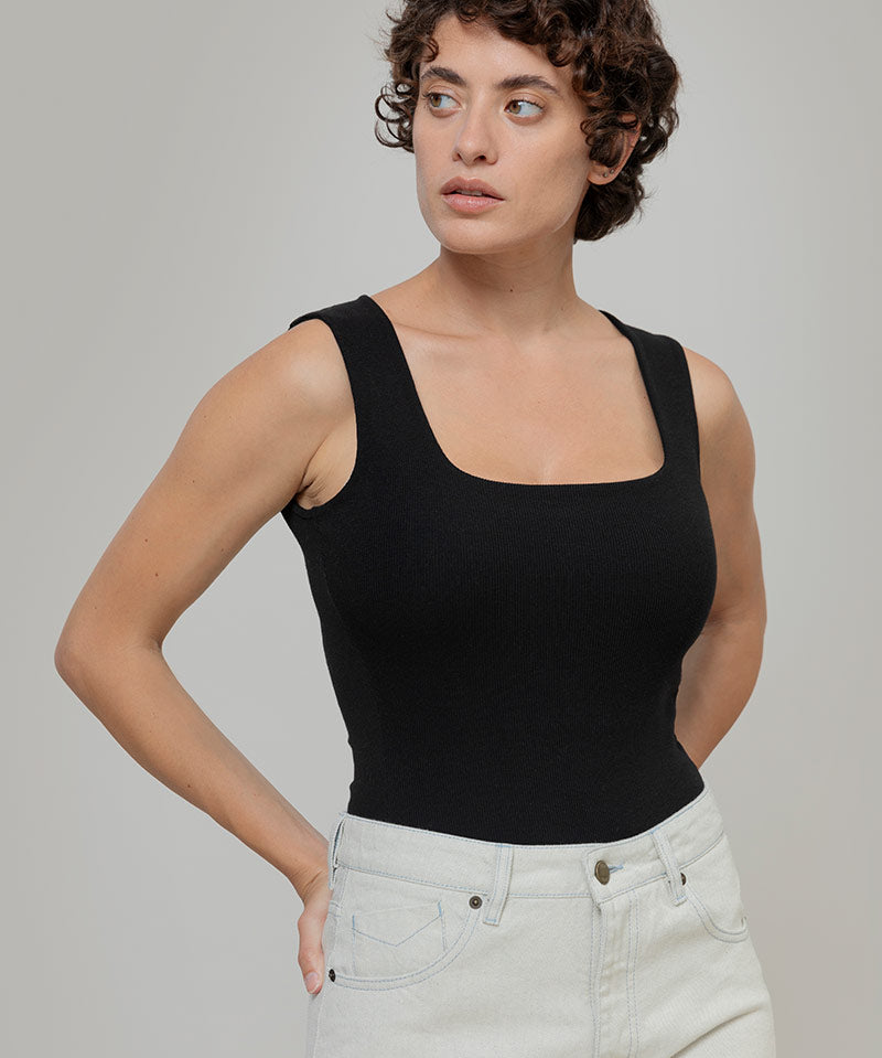 Body Donna Cotone Rigenerato Iolanda Nero - Rifò Lab Moda circolare made in Italy