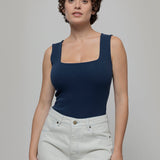 Body Donna Cotone Rigenerato Iolanda Blu - Rifò Lab Moda circolare made in Italy