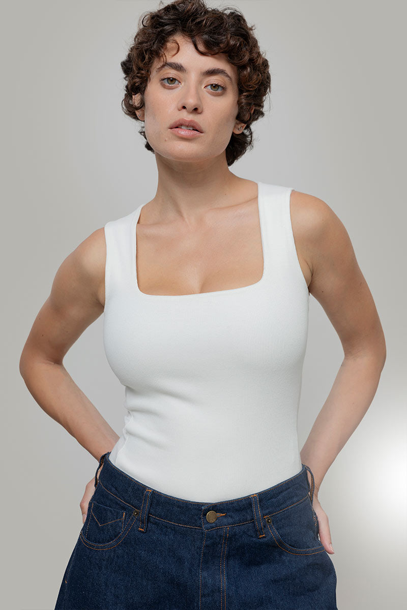 Body Donna Cotone Rigenerato Iolanda Bianco - Rifò Lab Moda circolare made in Italy