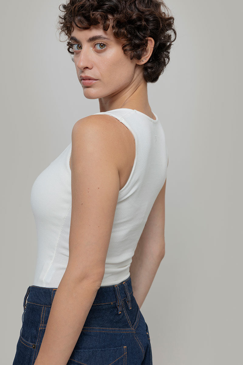 Body Donna Cotone Rigenerato Iolanda Bianco - Rifò Lab Moda circolare made in Italy