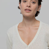 Bianco Grezzo | Cardigan seta rigenerata - Rifò Lab Moda circolare made in Italy