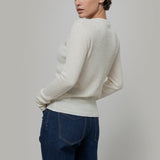 Bianco Grezzo | Cardigan seta rigenerata - Rifò Lab Moda circolare made in Italy