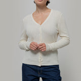 Bianco Grezzo | Cardigan seta rigenerata - Rifò Lab Moda circolare made in Italy