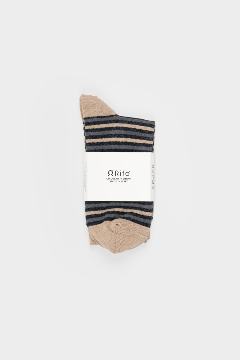 Calzini cotone rigenerato Nello Righe Beige