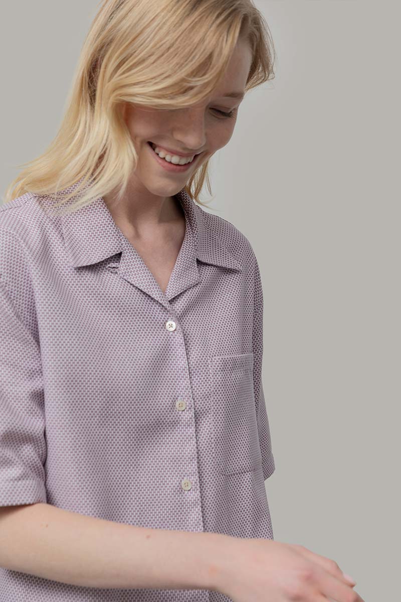 Camicia Bowling Inghirami Marta Violetto - Rifò Lab Moda circolare made in Italy