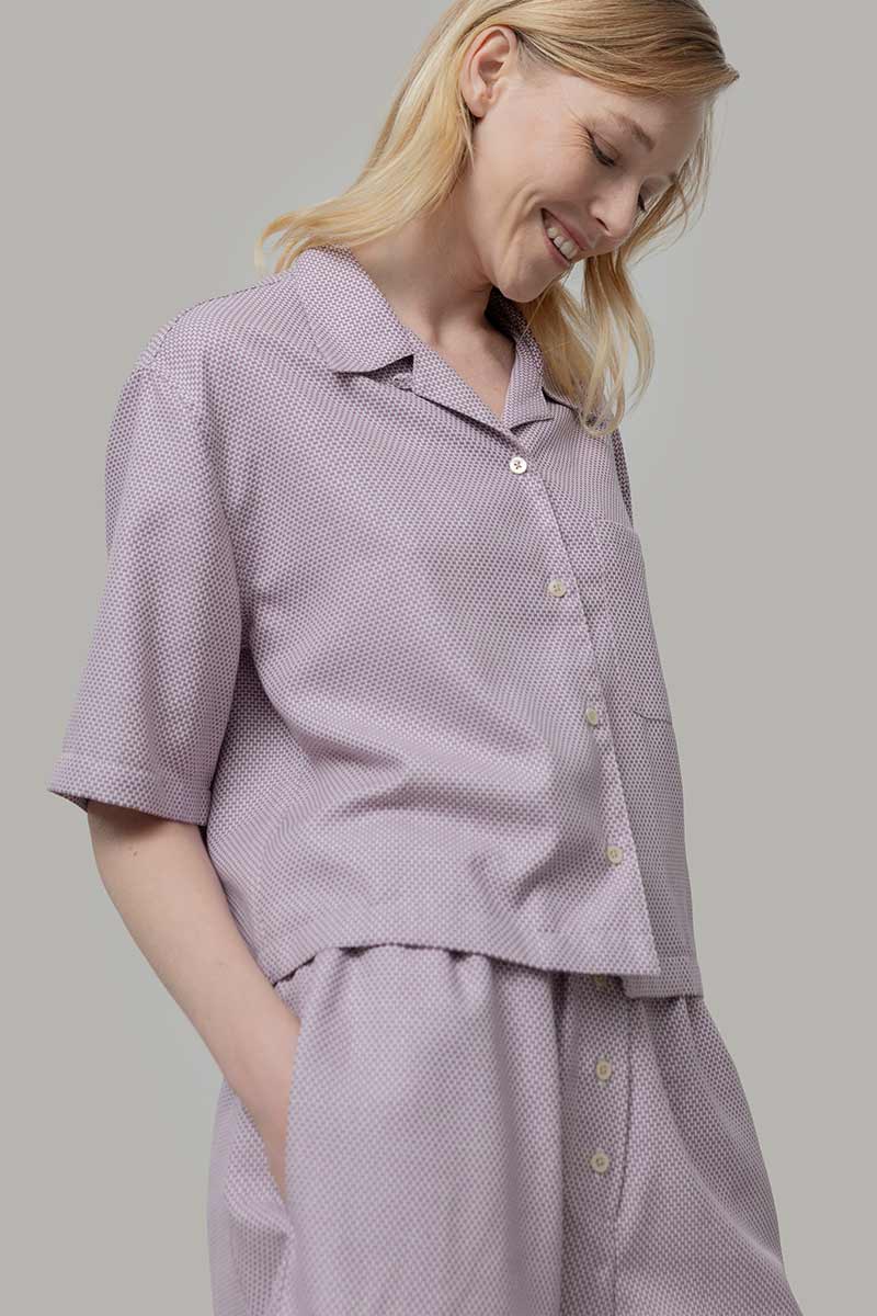 Camicia Bowling Inghirami Marta Violetto - Rifò Lab Moda circolare made in Italy
