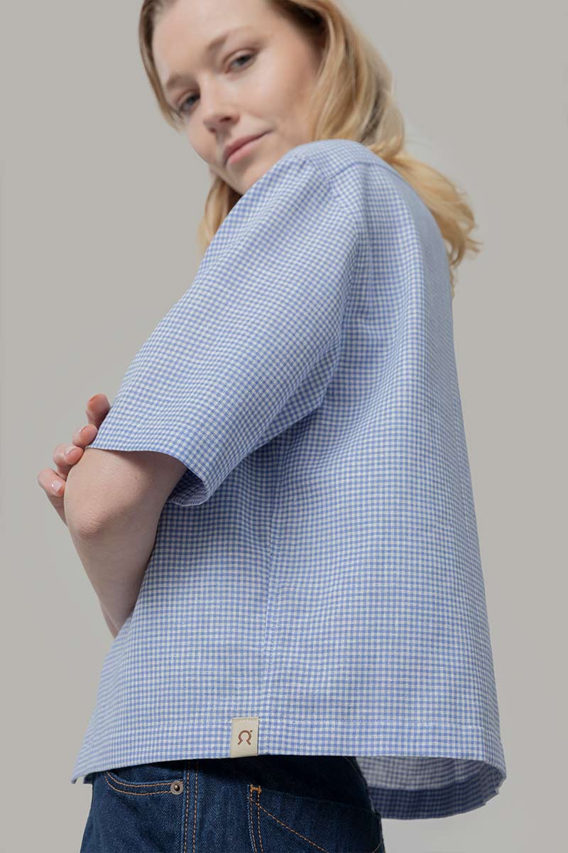Camicia Bowling Inghirami Marta Azzurro - Rifò Lab Moda circolare made in Italy
