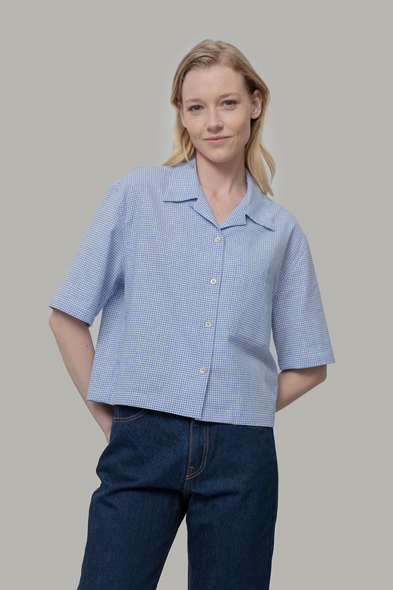 Camicia Bowling Inghirami Marta Azzurro - Rifò Lab Moda circolare made in Italy