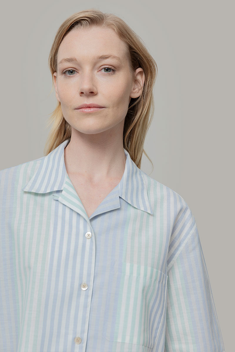 Camicia Bowling Inghirami Marta Acquamarina - Rifò Lab Moda circolare made in Italy