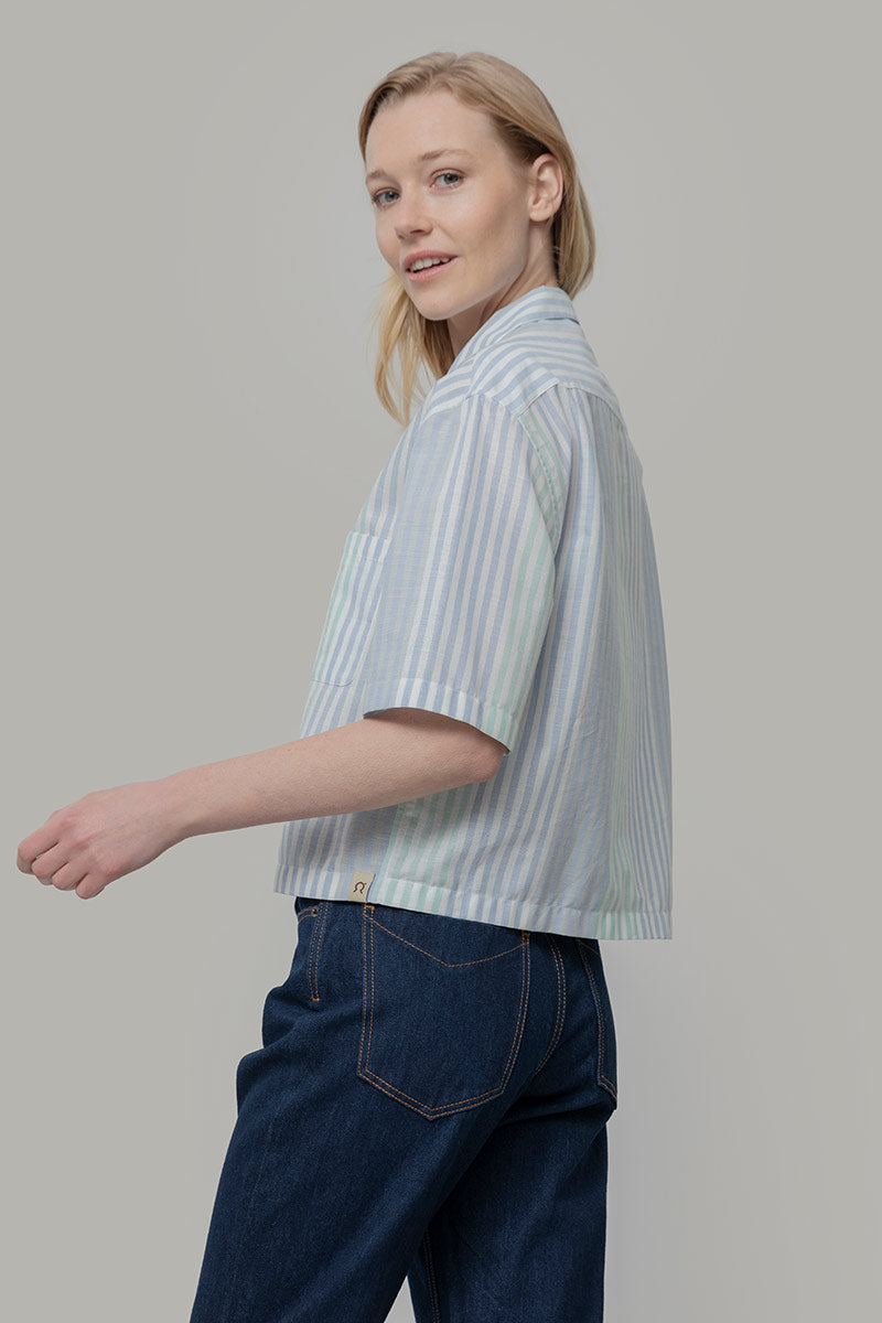 Camicia Bowling Inghirami Marta Acquamarina - Rifò Lab Moda circolare made in Italy