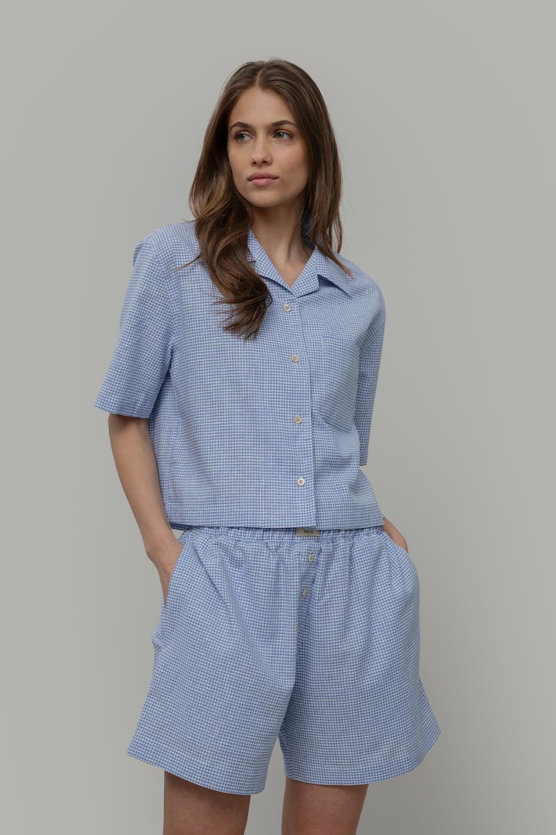 Camicia Bowling Inghirami Marta Azzurro - Rifò Lab Moda circolare made in Italy