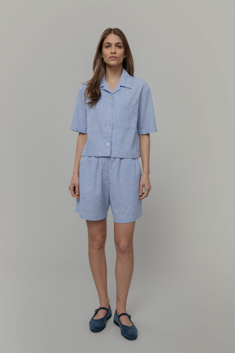 Camicia Bowling Inghirami Marta Azzurro - Rifò Lab Moda circolare made in Italy