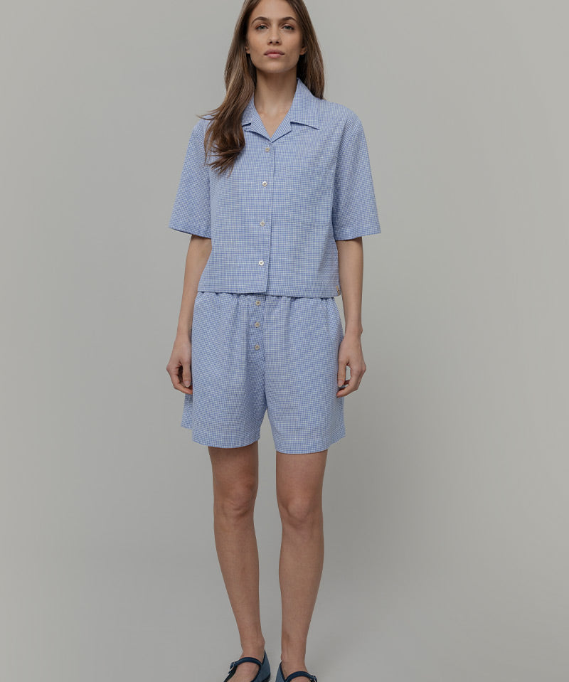 Camicia Bowling Inghirami Marta Azzurro - Rifò Lab Moda circolare made in Italy