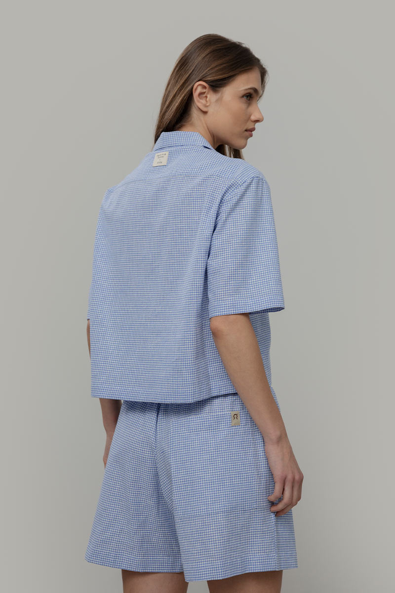 Camicia Bowling Inghirami Marta Azzurro - Rifò Lab Moda circolare made in Italy