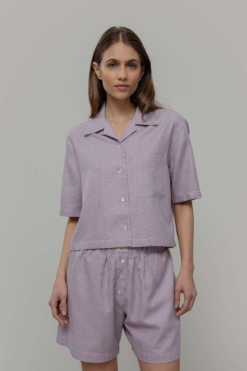 Camicia Bowling Inghirami Marta Violetto - Rifò Lab Moda circolare made in Italy