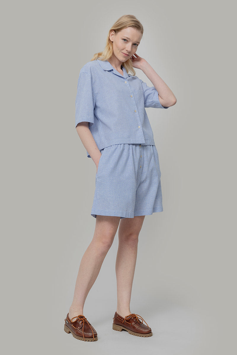 Pantaloncini Inghirami Allegra Azzurra - Rifò Lab Moda circolare made in Italy