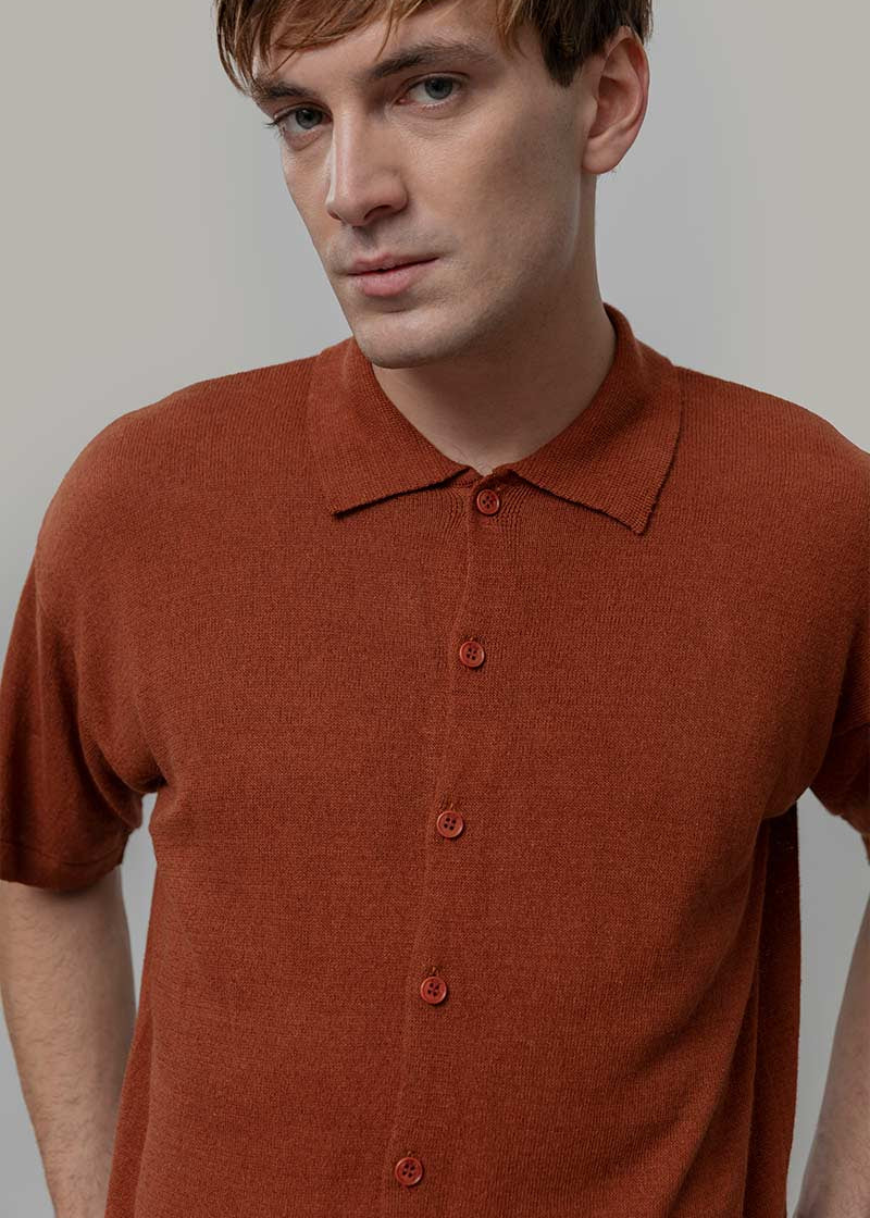 Camicia Uomo Lino Rigenerato Marco Marrone Rame