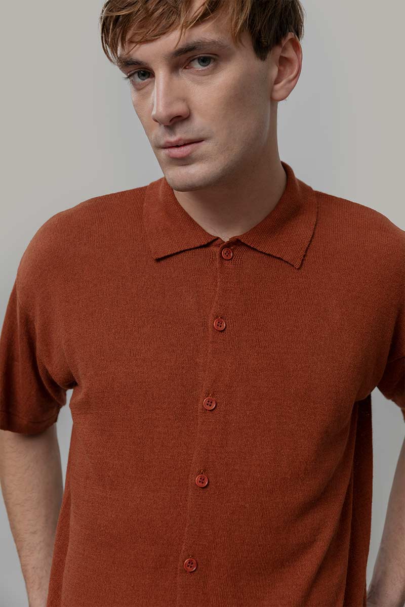 Camicia Uomo Lino Rigenerato Marco Marrone Rame