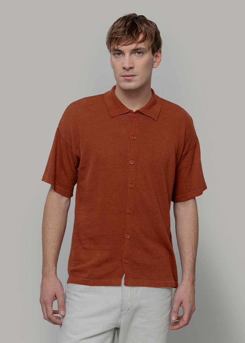 Camicia Uomo Lino Rigenerato Marco Marrone Rame