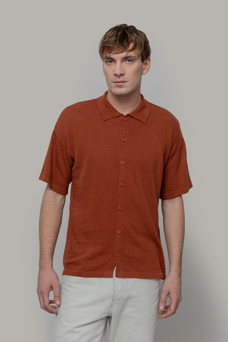 Camicia Uomo Lino Rigenerato Marco Marrone Rame