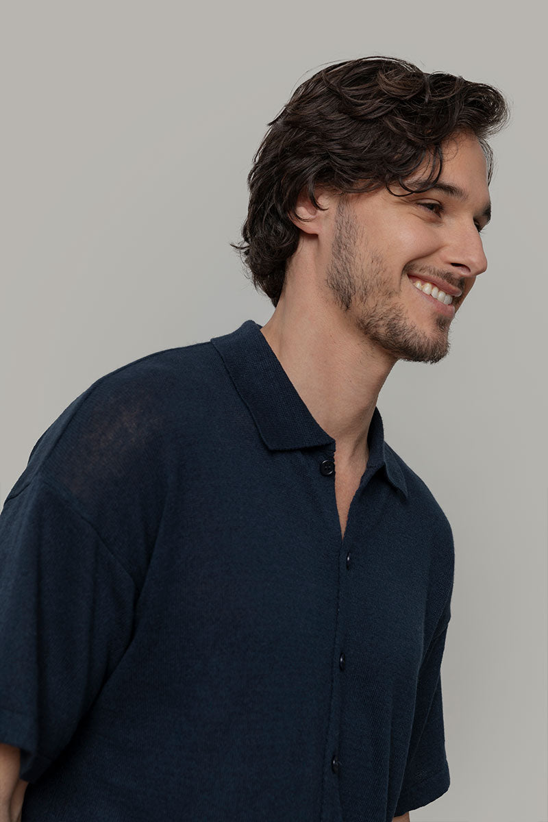 Camicia Uomo Lino Rigenerato Marco Blu
