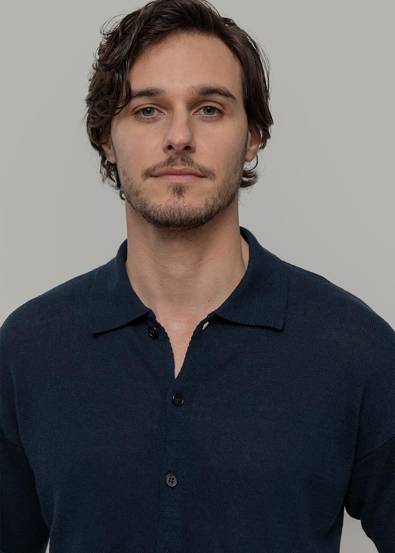 Camicia Uomo Lino Rigenerato Marco Blu