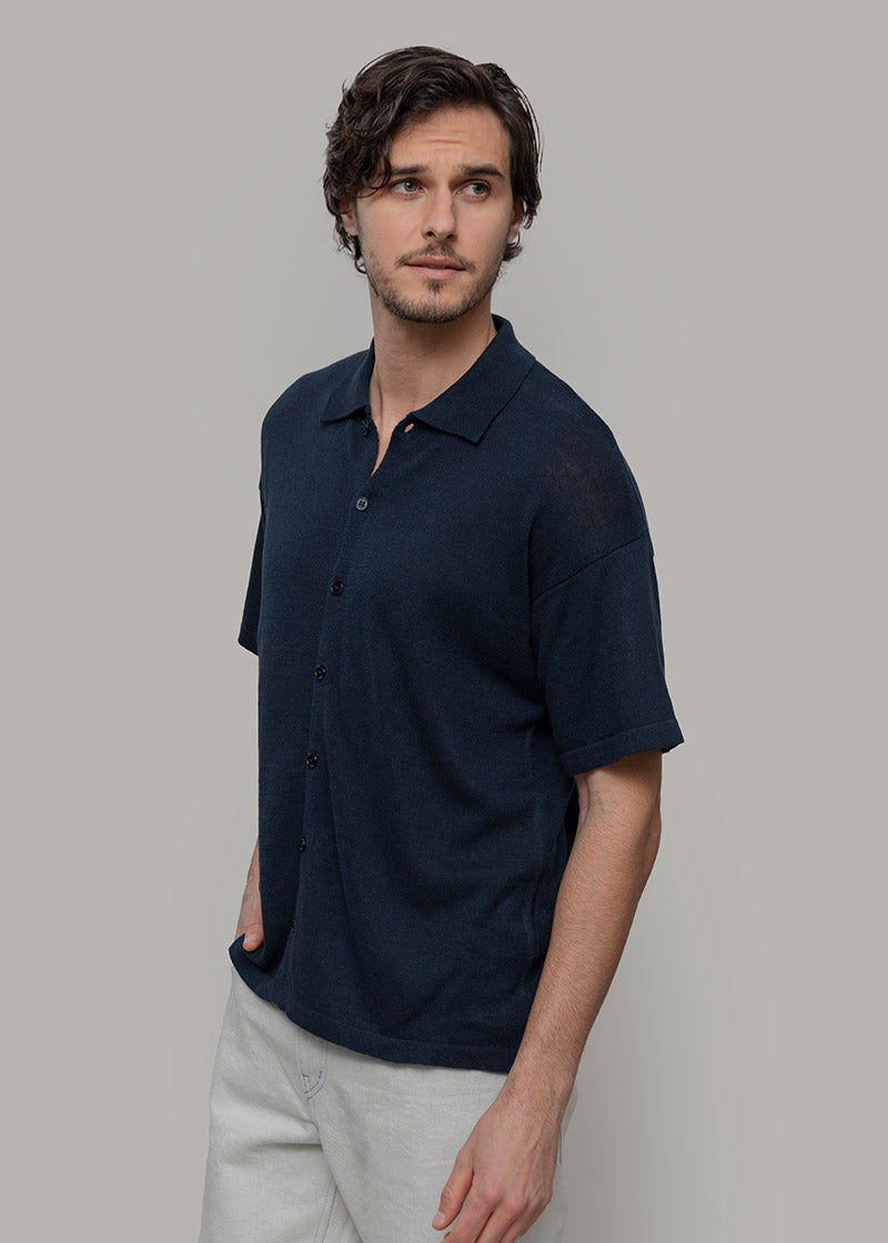 Camicia Uomo Lino Rigenerato Marco Blu