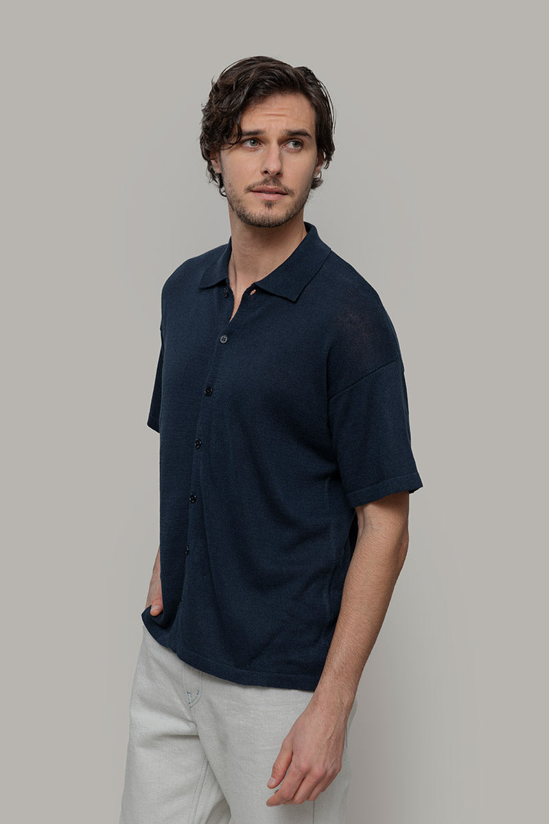 Camicia Uomo Lino Rigenerato Marco Blu