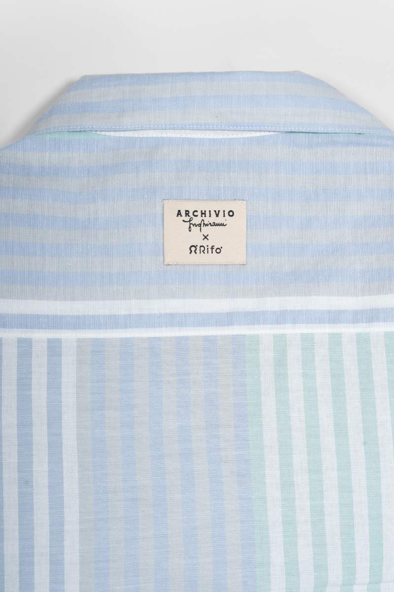 Camicia-Bowling-Inghirami-Marta-acquamarina - Rifò Lab Moda circolare made in Italy
