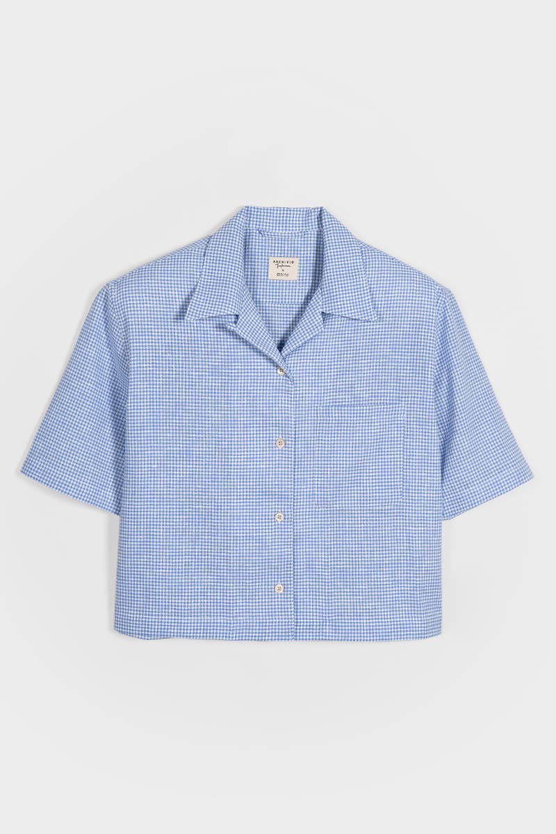 Camicia Bowling Inghirami Marta Azzurro - Rifò Lab Moda circolare made in Italy