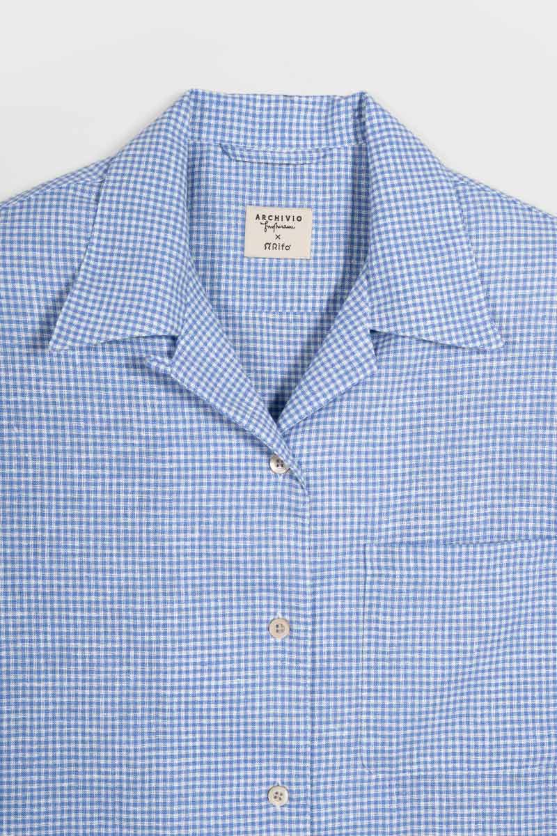 Camicia Bowling Inghirami Marta Azzurro - Rifò Lab Moda circolare made in Italy