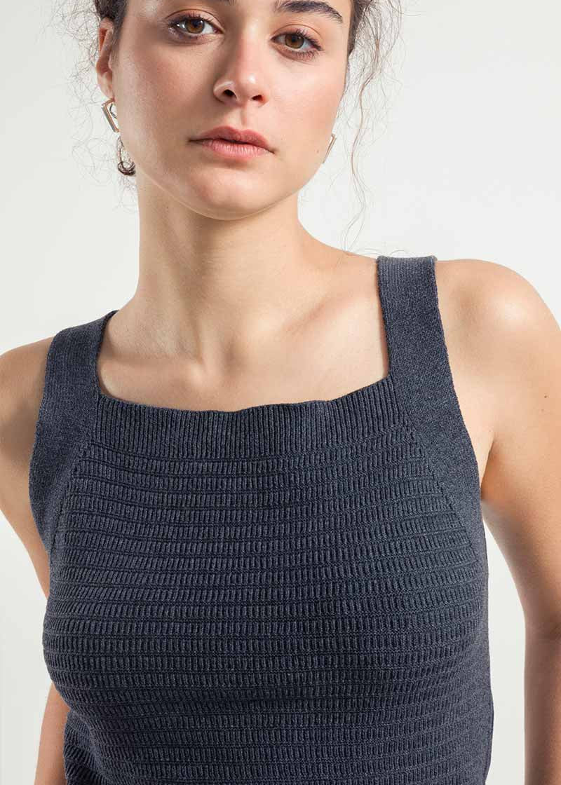 Grigio Antracite | Canotta Spalla Larga Donna Cotone Rigenerato Sole