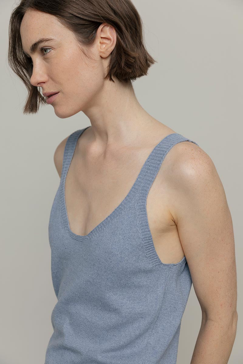 Canotta Donna Cotone Rigenerato Maila Blu Azzurro