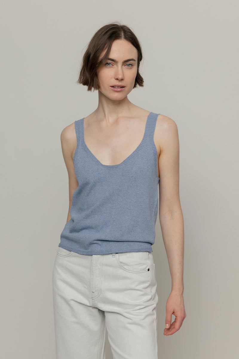 Canotta Donna Cotone Rigenerato Maila Blu Azzurro