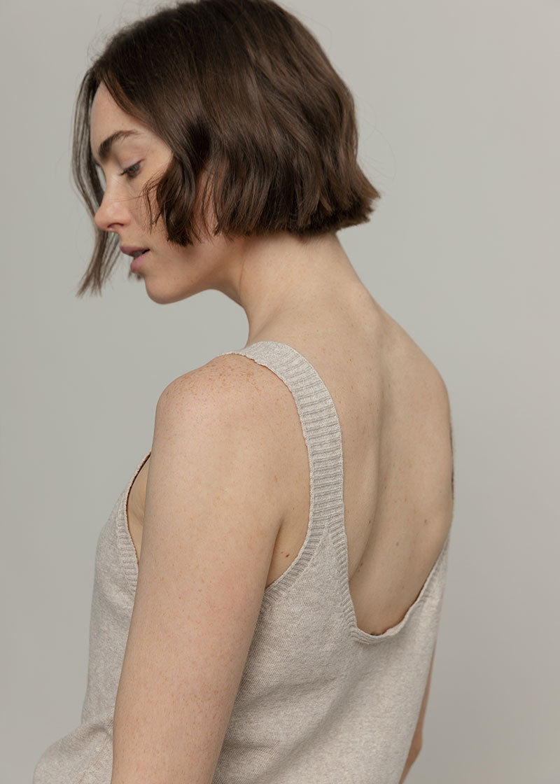 Canotta Donna Cotone Rigenerato Maila Beige