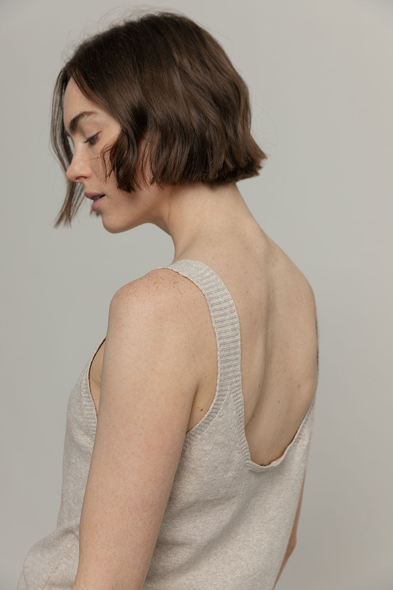 Canotta Donna Cotone Rigenerato Maila Beige