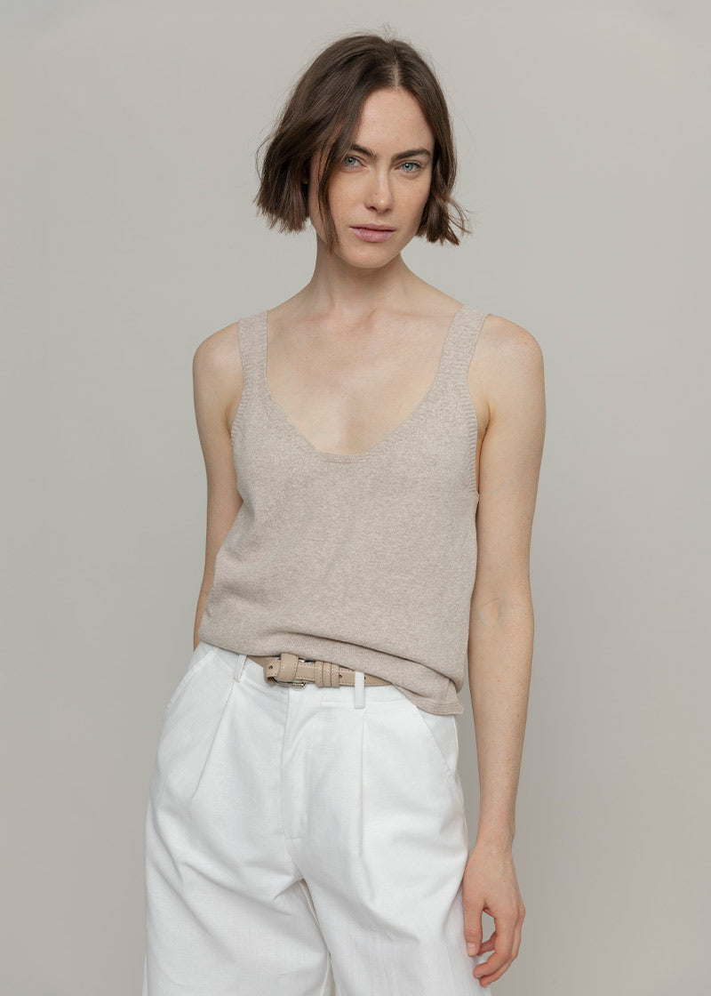 Canotta Donna Cotone Rigenerato Maila Beige