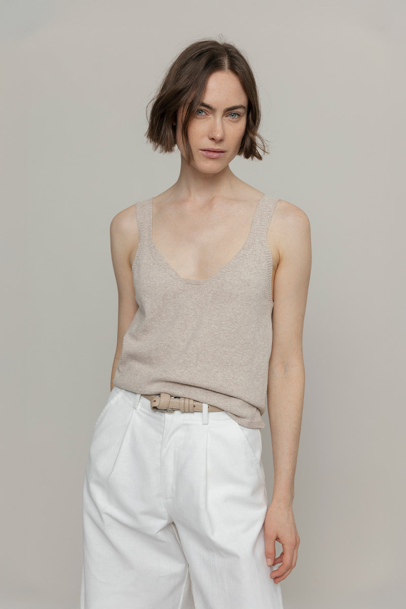 Canotta Donna Cotone Rigenerato Maila Beige