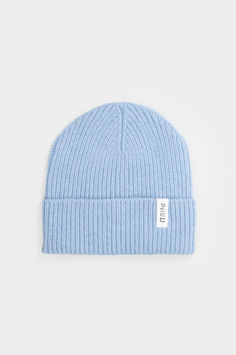 Men Women Recycled Cashmere Beanie Light Blue - Rifò