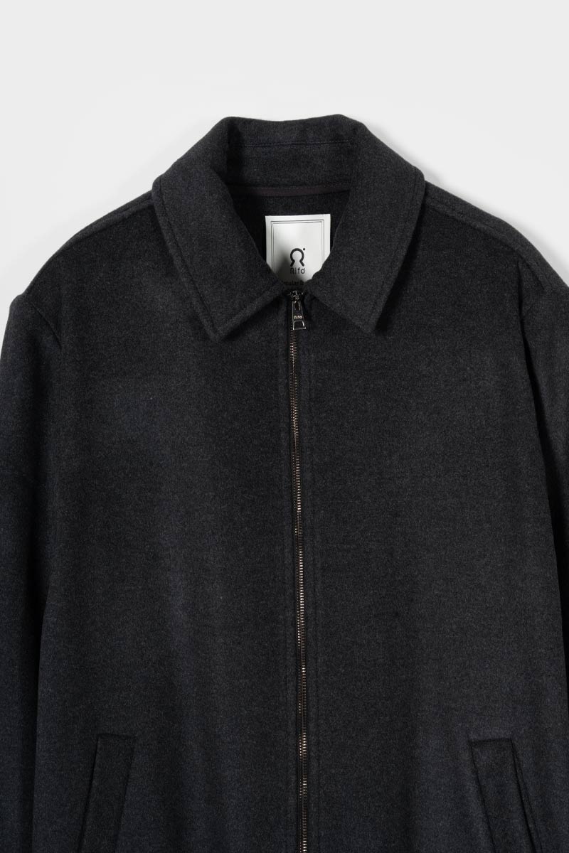 Cappotto Lungo Uomo Grigio Scuro Lana Rigenerata Erik - Rifò Lab Moda circolare made in Italy