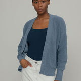 Blu Atlantico | Cardigan Cotone Donna Jeans Rigenerato - Rifò Lab Moda circolare made in Italy